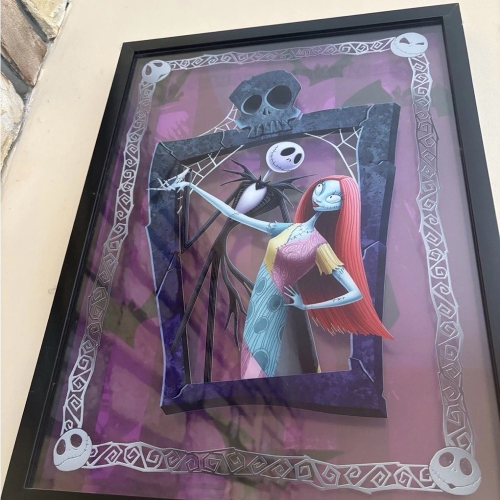 Disney Jack and Sally Framed Art with Purple and Black